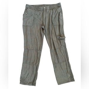 Sundance | Women’s Grey Fully Embroidered Straight Leg Cargo Pants, Size 12